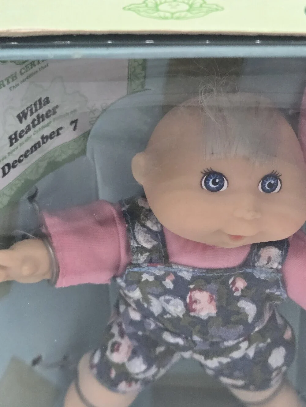 Vintage 1997 Mattel Cabbage Patch Kids 4” Baby Doll Willa Heather DOB Dec 7